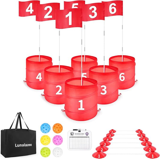Golf Bucket Outdoor Yard Games, Golf Practice Toys for Family, Adults and Kids, Portable Golf Course for Backyard, Lawn, Park, Beach, Camping (6 Hole Course)