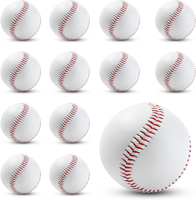 Rarapop Blank Standard Baseball Balls, Official Size 9 Inch Leather Covered Practice Baseball Training Ball for League Play, Pitching, Hitting, Batting, Fielding, Autograph