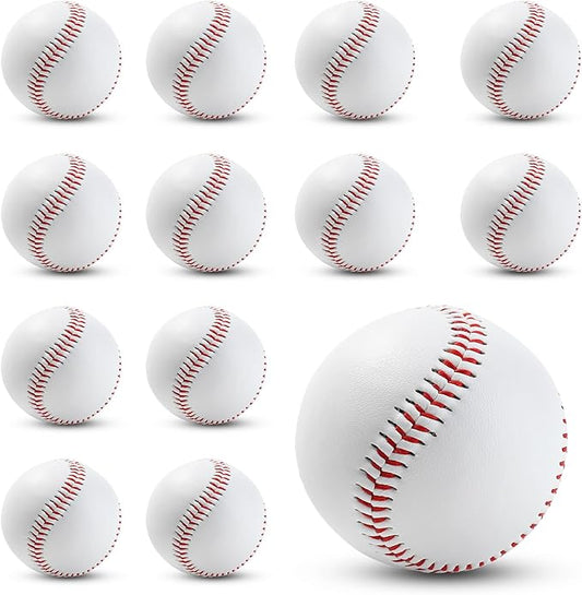 Rarapop Blank Standard Baseball Balls, Official Size 9 Inch Leather Covered Practice Baseball Training Ball for League Play, Pitching, Hitting, Batting, Fielding, Autograph