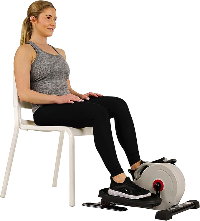 Sunny Health & Fitness Sitting Under Desk Elliptical Exerciser, Portable Pedal Training Machine for Senior Exercise, Peddler for Home Workout, Optional Free SunnyFit App, Magnetic, Motorized & In Pink