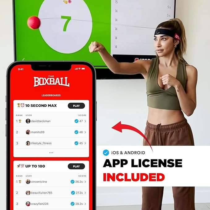Boxbollen® Boxing Reflex Ball – Celebrity-Endorsed Reaction Trainer | App-Connected Punch Counter | Fun Fitness for All Ages | Improve Coordination & Agility | Ideal Gift for Home Workouts