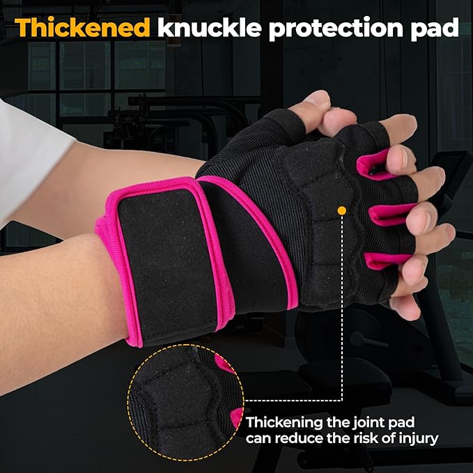 Workout Gloves for Men and Women Gym Weight Lifting Padded Gloves with Wrist Wrap Support, Full Palm Protection & Silicone Grip, Cross Training, Fitness, Pull-up