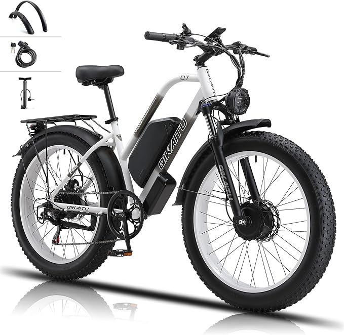 Q7 Peak 3000W Dual Motor Electric Bike - 60-Mile 48V 23Ah UL Certified eBike, 31MPH Fat Tire eBicycle with 5 Riding Modes, Hydraulic Brakes & LCD Display for Mountain/Snow/City