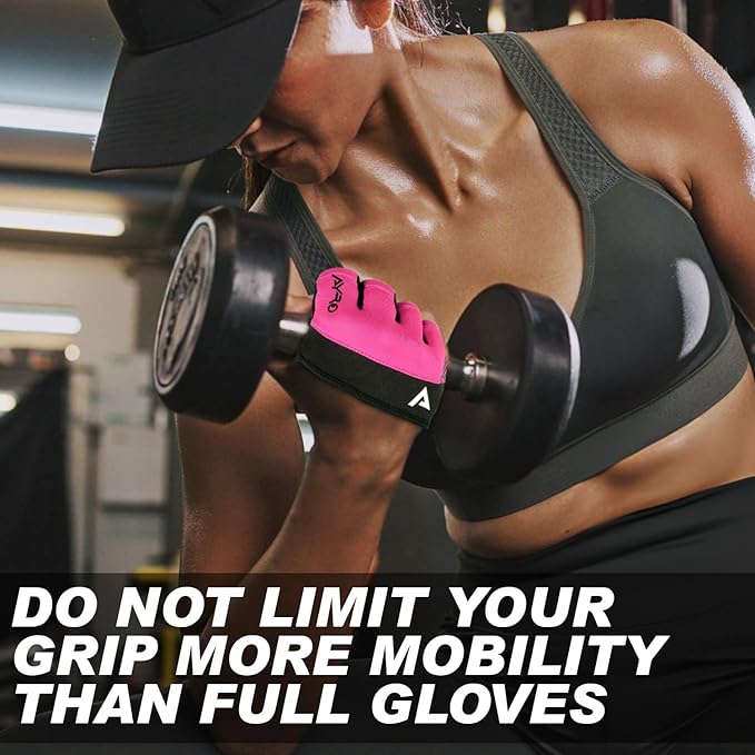 AYRO Minimal Workout Gloves, Short Partial Gym Weight Lifting Gloves Grip Pads for Men & Women with Full Palm Protection & Extra Grip, Best for Weightlifting, Training, Gym & Hand Support