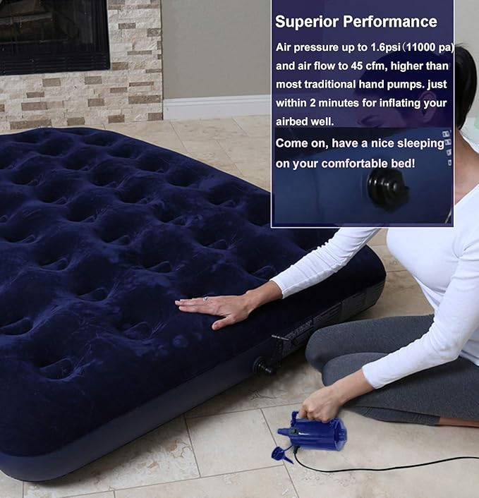 Electric Air Pump for Inflatable Pool Toys - High Power Quick-Fill Air Mattress Inflator Deflator Pump for Pool Float Raft Airbed with 3 Nozzles, 320W, 110V AC, 1.6PSI, Air Flow 26CFM