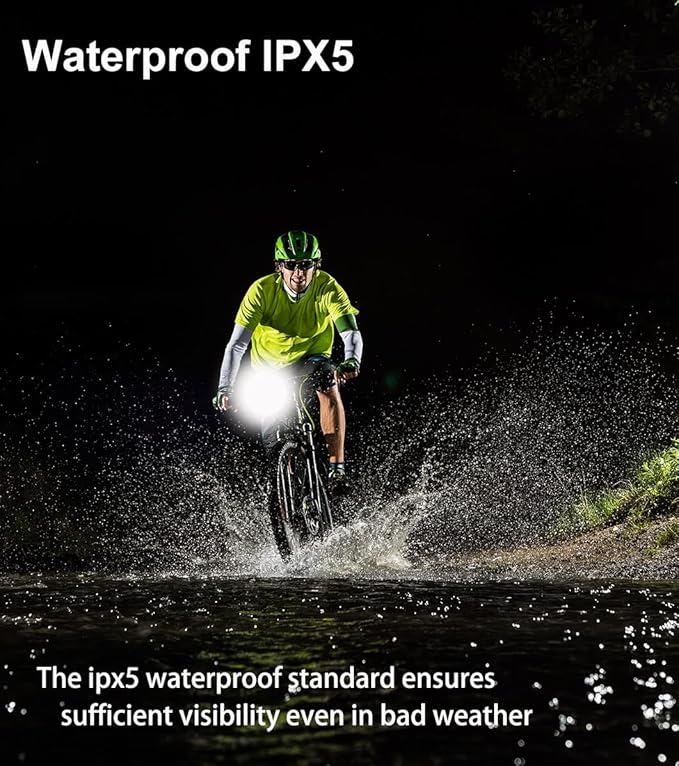 Bike Lights Front and Back, 5000 mAh USB Rechargeable Bicycle Lights, Super Bright 1200 Lumen Bike Headlight and Taillight Set for Night Riding, Cycling Accessories for Road and MTB