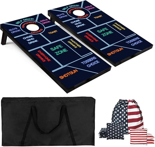 Cornhole Board Set 4x2 Regulation Size Billiards Table Style Cornhole Set with Carrying Bags & 8 Bean Bags Corn Hole Boards Bean Toss Games