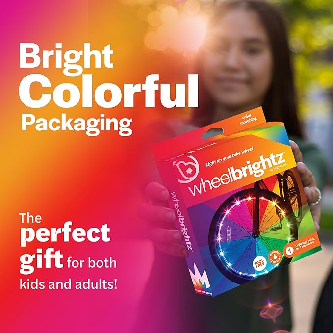 Brightz WheelBrightz LED Bike Wheel Lights - 2025 Edition with Superior Straps & LED-Weatherproof Shield! 14 Colors - Unmatched Durability, Visibility & 48+ Hours of Dazzling Illumination