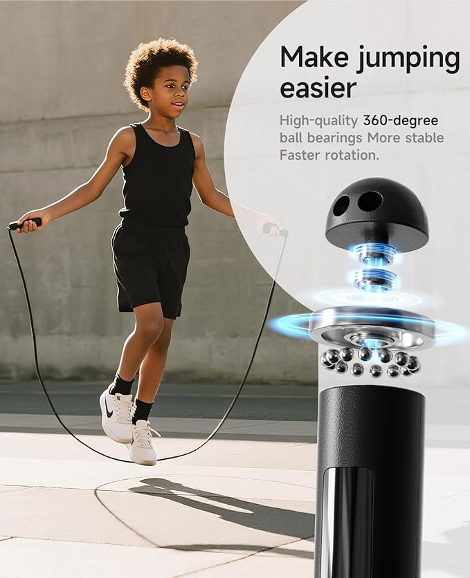 Smart Jump Rope – Customisable Calorie, Count and Time Settings Jump Ropes, Adjustable Steel Wire Skipping Rope with LED Display, for Men Women Fitness and Workout