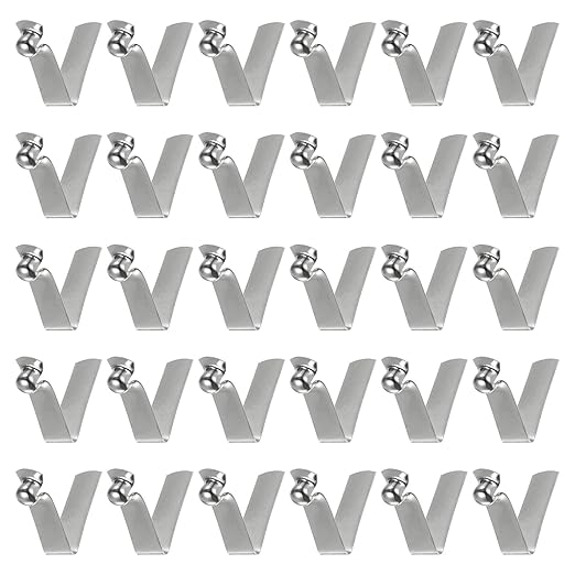 HARFINGTON 30pcs Single Button Kayak Paddle Snap Spring Clip 6x5.5x26mm 65Mn Spring Steel V-Shaped Hollow Lift Telescopic Locking Tube Pole Clips for Tent Umbrella Camping