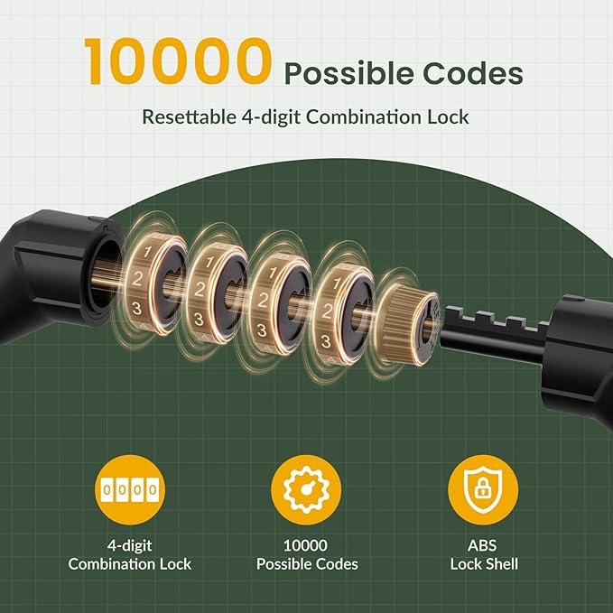 Titanker Bike Lock Cable, 4 Feet Bike Cable Lock Basic Self Coiling Kids Bike Lock Combination with Complimentary Mounting Bracket, 5/16 Inch Diameter (4FT, Orange-8mm)