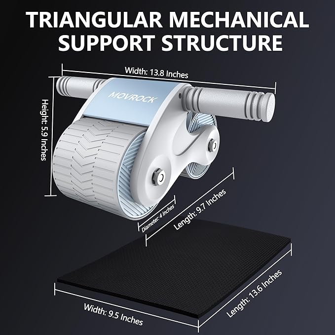 Ab Roller Wheel with Automatic Rebound for Home Gym Core Fitness, Sturdy Abdominal Exercise Equipment, Includes Knee Pad, Perfect for Ab Workouts and Strength Training