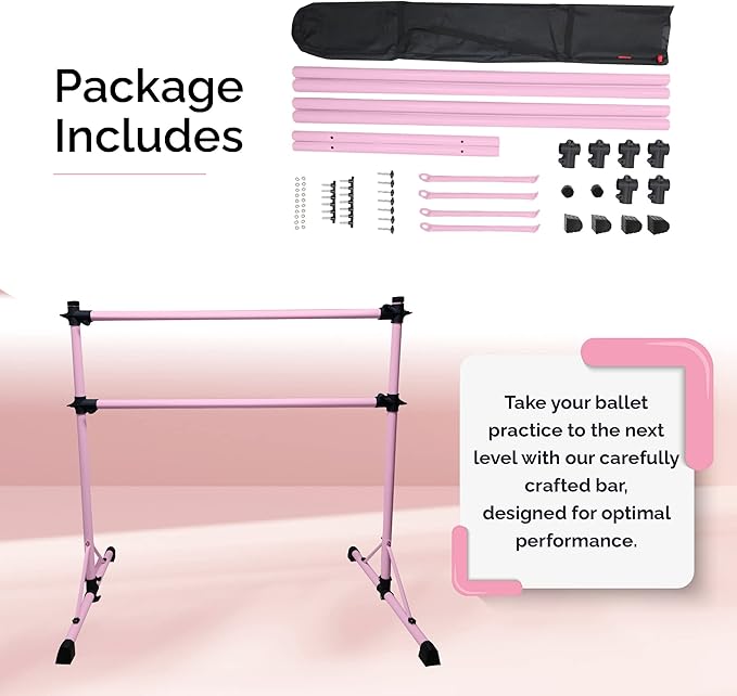 New & Improved 4 Ft Steel Double Ballet Barre with Carry Bag and Beginner Guide,Adjustable&Portable Ballet Barre for Home and Gym,Quality Ballet bar Anti-Wobble,Stretching Dance bar