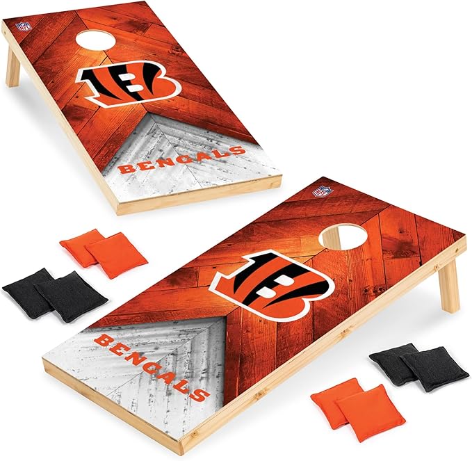 Wild Sports NFL Football 2' x 4' Regulation Size Solid Wood Cornhole Set with Direct Print HD Team Graphics Great Gift for Any Football Fan! Bean Bag Toss Family Outdoor Game
