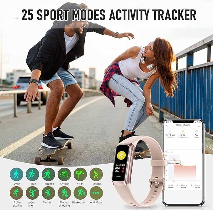 Fitness Tracker, Blood Pressure Watch with 24/7 Heart Rate, Step Counter for Walking, Step Trackers Activity Pedometer for Women Men Android iOS
