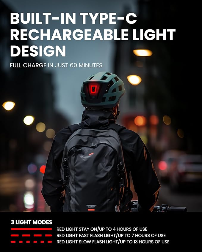 OutdoorMaster Gem II MIPS Bike Helmet with Light - Lightweight Cycling Helmet,Mountain Road Bicycle Helmet for Youth & Adult