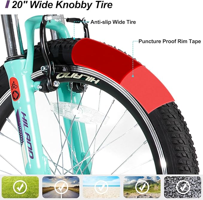 HILAND 20 26 27.5 Inch Mountain Bike for Women Girl, 7/21 Speed with Lock-Out Suspension Fork, Aluminum Frame MTB, Adult Ladies Womens Bike Mens Bicycle