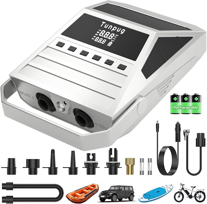 50PSI Paddle Board Pump Electric Portable, High Pressure Sup Pump - Dual Stage Inflation, Auto Shut Off and Deflate for Stand Up Paddle Board/Car/Kayak/Bicycle