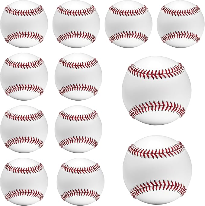 2 Pack Blank Baseballs Solid Cork Core, 9 Inch Baseball Balls Unmarked Autographs Baseball for League Play, Pitching, Hitting, Batting, Fielding, Autograph, Gifts