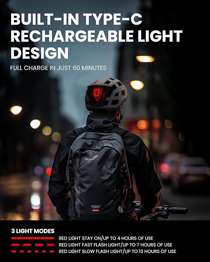 OutdoorMaster Gem II MIPS Bike Helmet with Light - Lightweight Cycling Helmet,Mountain Road Bicycle Helmet for Youth & Adult