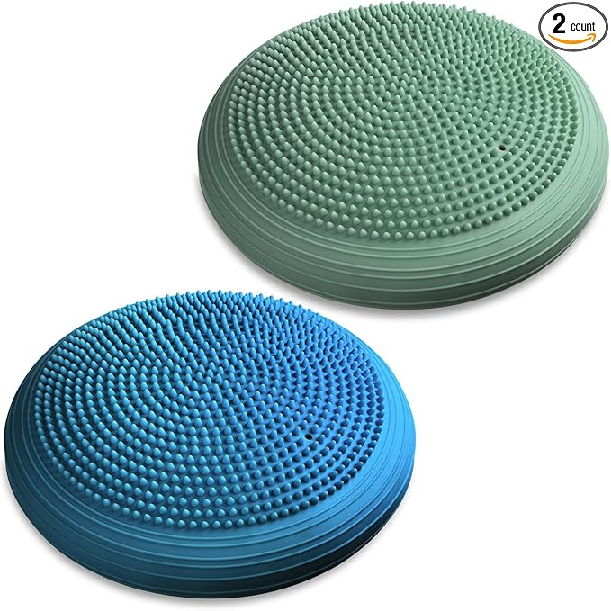 Libima 2 Pcs Wobble Cushion with Inflation Pump Wiggle Seat Flexible Sensory Seating Balance Disc Board for Men Women Physical Exercise Improving Posture Home Office