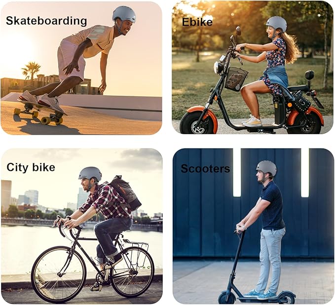 Bike Helmets for Adults - Front and Rear LED Lights Adjustable Bicycle Helmet for Adults Men Women Scooter Helmet for Commuting, Road Biking, Skating, Scooter