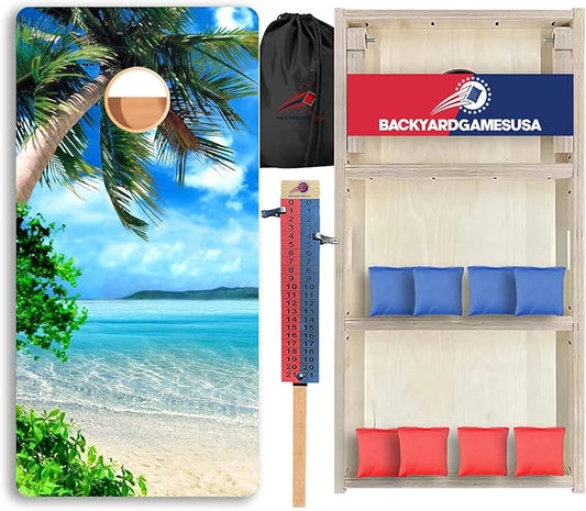CornholeGamesUSA Pro Cornhole Boards Set | Made in USA | 3/4 Baltic Birch | No Bounce | Triple Thick Legs | Two Brace & Handles, Tournament 2x4 Regulation Set with Score Tower & Cornhole Bags
