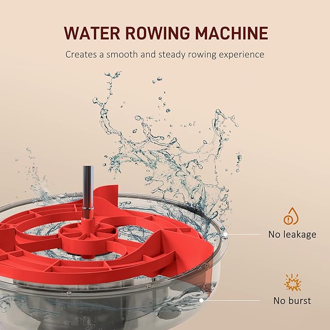Soozier Water Rowing Machine for Home, Foldable Rower Machine with Adjustable Resistance, Wheels, LCD Monitor and Tablet Holder, 264lbs Weight Capacity