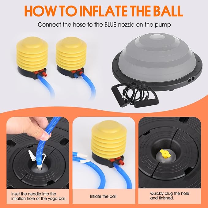 Foldable Balance Ball Trainer with Resistance Bands – Home Workout Equipment with Pump & Non-Slip Base – Core Strength Training Tool for Yoga, Pilates, Balance & Stability