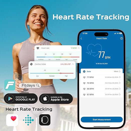 Lepulse Body Fat Scale for Body Weight, 4.68” Large Display with Trend Smart Weight Scale with BMI, Body Fat, Muscle Mass, Heart Rate, Upgraded 20 Body Composition Scale with App, Bathroom Scale White