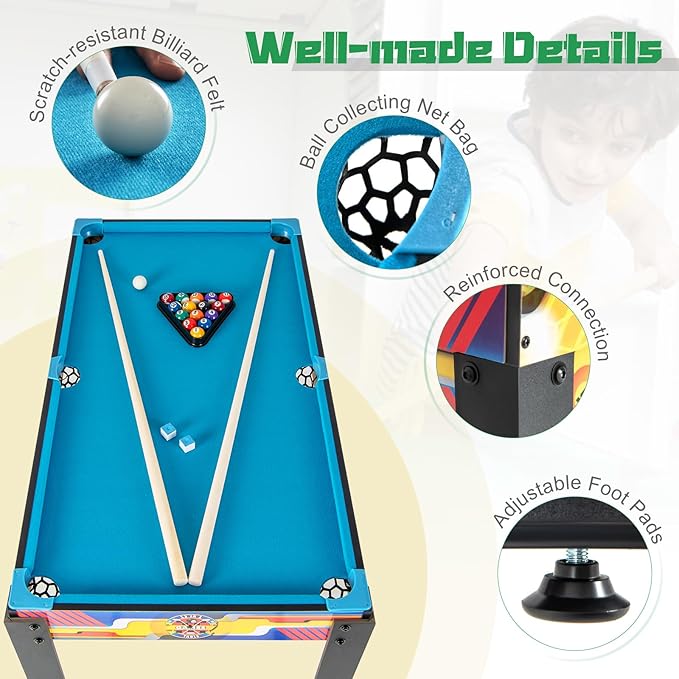 GYMAX 12 in 1 Multi Game Table, 48" Combo Game Table w/Billiards, Foosball, Ping Pong, Hockey, Shuffleboard, Bowling, Chess, Checkers, Backgammon and More for Party, Game Room, Family Night