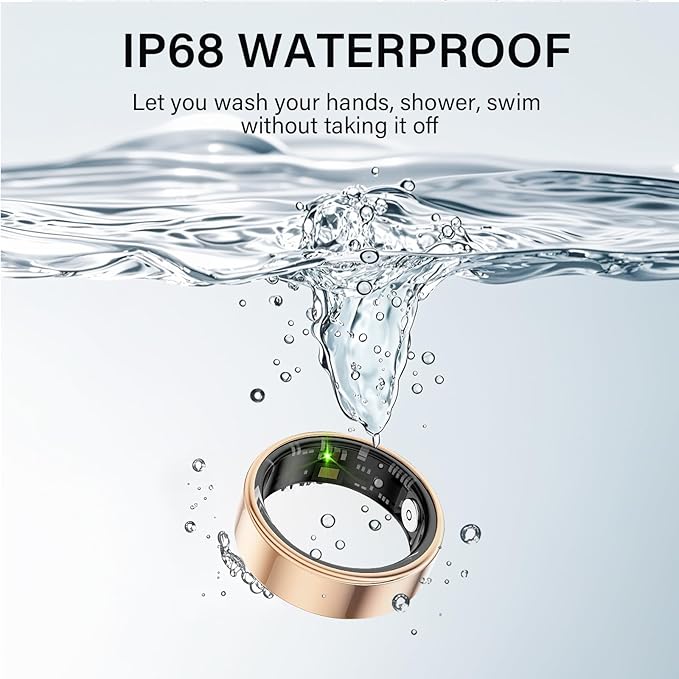 Smart Ring Health Tracker, Fitness Sleep and Heart Rate Monitor Smart Ring, Waterproof Bluetooth Fitness Tracker Ring IPX68 Waterproof (Silver, 11)
