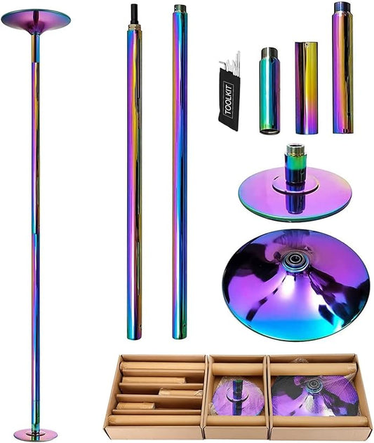 PRIOR FITNESS Premium Dance Pole Removable 45mm Spinning & Static Dancing Pole Heavy-Duty Steel Pole Dancing Pole, Adjustable Height Professional Grade Excellent for Home Exercise Club Gym