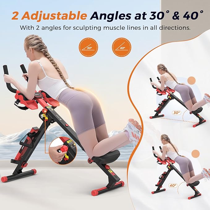 Rowing Machine, 4 in 1 Rowing and Ab Machine with 2 Levels of Workout Resistance, Quiet & Foldable Rower Machine with 3 Adjustable Handle Heights & LCD Monitor, Row Machine for Home Exercise