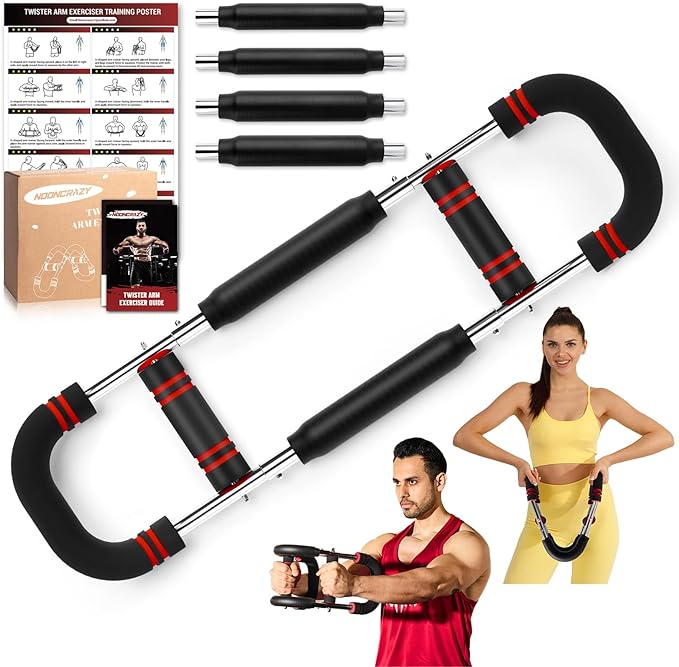 Twister Arm Trainer, Adjustable Twister Arm Chest Exerciser with 2/4 Spring & Training Poster for Men & Women, Detachable Power Twister Home Fitness Equipment for Enhancing Upper Body Muscle