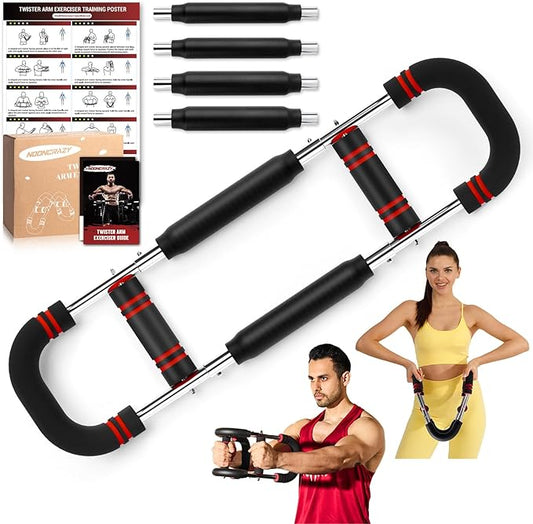 Twister Arm Trainer, Adjustable Twister Arm Chest Exerciser with 2/4 Spring & Training Poster for Men & Women, Detachable Power Twister Home Fitness Equipment for Enhancing Upper Body Muscle