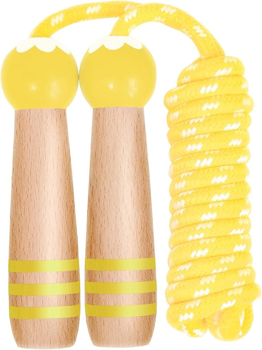 Jump Rope Kids Boys and Girls Children’s Adjustable Cotton Skipping Rope with Wooden Handle for Fitness Training Exercise Outdoor Activity