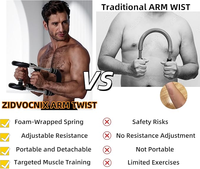 Twister Arm Trainer for Men, Adjustable Chest Workout Equipment, Mr Sculpt Gorilla Bar, Flexbar Arm & Forearm Strength Trainer for Home Gym Muscle Building