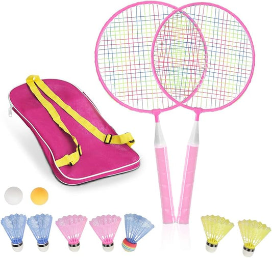 Badminton Rackets for Children,12 in 1 Shuttlecocks Racquet Sports Set w/Lightweight Carrying Bag for Kids Professionals Beginner Players Indoor Outdoor Sport Game