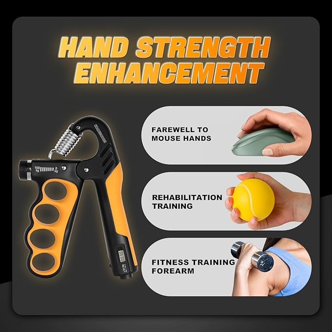 Grip Strength Trainer,Adjustable Resistance Forearm Strengthener,Five Fingers Hand Grips Strengthener with Digital Counter, Handgrip Strength Trainer, Hand Workout Grip
