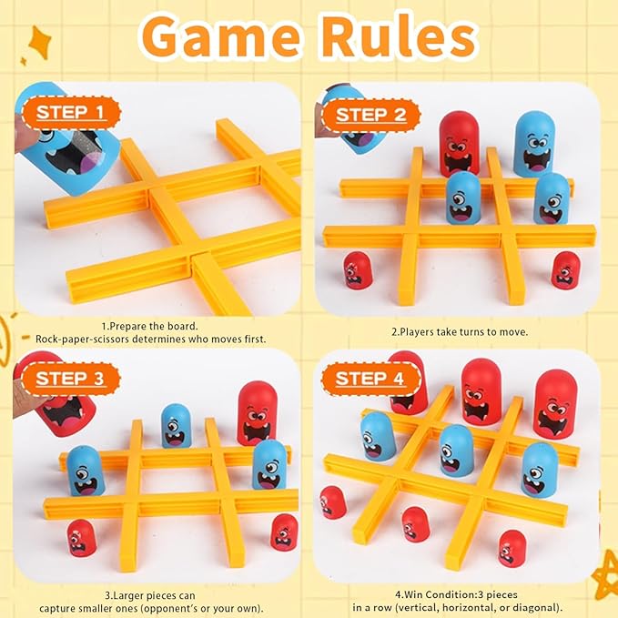 Tic Tac Toe Game for Kids and Family,Fun Strategy Board Game,Strategy Head to Head Games,Puzzle Game Suitable for All Age Groups.
