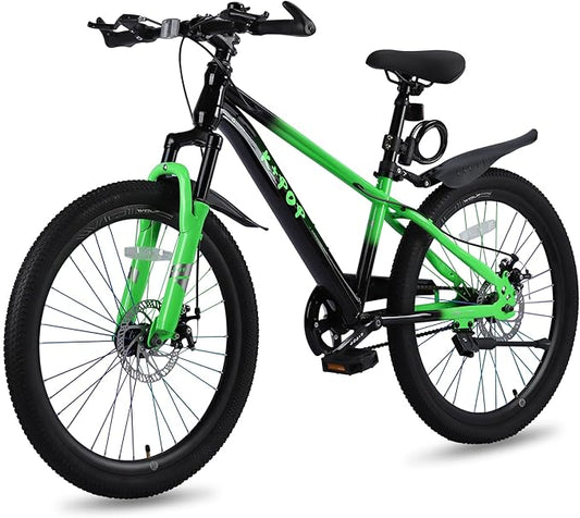 20/24 Inch Mountain Bike for Kids, Girls Boys Bikes Ages 8-12, Single Speed Mountain Bicycle with Suspension Fork, 20/24 Inch Bike Boys Girls Bicycles with Front and Rear Disc Brakes