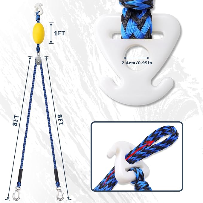 Boat Tow Rope with Stainless Steel, Ropes for Towable Tubes Jet Ski Accessories