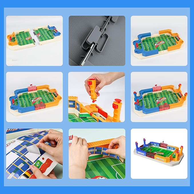 Desktop Foosball Game Set - Mini Soccer Shootout for Adults, Kids & Family Fun - Party Night & Travel - Children's Day & Birthday Gift