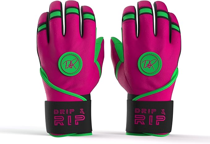 Drip & Rip Baller Series - Youth Batting Gloves + Adult Batting Gloves - for Softball and Baseball - Long Cuff Style for Men and Youth