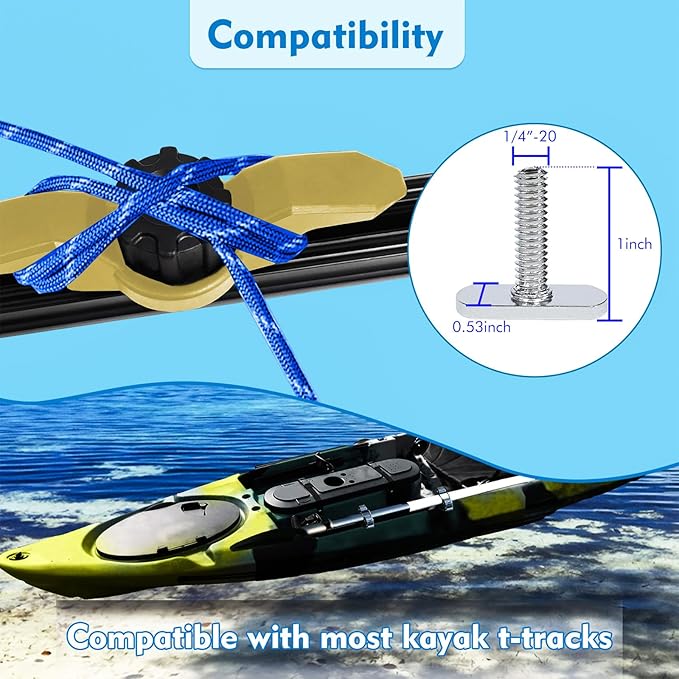 1007 Kayak Anchor Cleat Compatible with Kayak Track Light/Medium Duty Polymer Kayak Mount Track Kayak Low Profile Track Mount