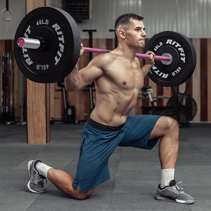 RITFIT Olympic Barbell 4ft/4.8ft/6ft - 2 Inch Weight Bar for Strength Training, Weightlifting, Squat, Deadlift, Bench Press, Curl, Overhead Press - 350lbs/500lbs Capacity