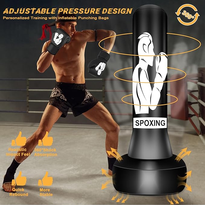 Standing Punching Bag for Adults, 70" Punching Bag Stand, Boxing Heavy Bag with Stand, Freestanding for Adults Men MMA Thai Fitness Karate Muay Beginners
