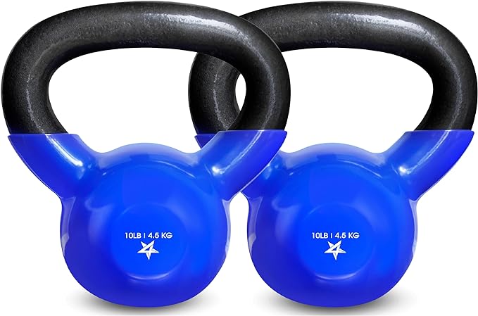 Yes4All Kettlebell, 5-100 LB Vinyl Coated Cast Iron Strength Training Kettlebells for Home Gym Exercises, Fitness, Full Body Workout Equipment, Push Ups, and Grip Strength