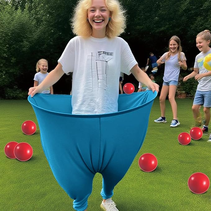 Granny Pants Yard Game Set - Giant Outdoor Party Game with 8 Bouncy Balls and Pump，Fun Family Reunion & Adult Yard Games for Groups
